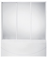 Шторка для ванны акрил. Кэмерон (стекло Грейп) /3 створки 120 см, профиль белый ZZ
