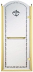 Дверь в нишу 900хh2166мм, "Правая" петли справа, (стекло матовое с прозрачным узором, 8мм, фурнит. цв.золото), Retro XX