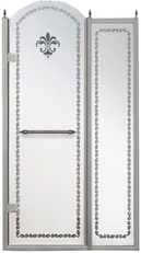 Дверь в нишу 1000хh2118мм, с неподв. сегментом, "Левая" петли (вход 550мм) слева, (стекло матовое с прозрачным узором, 8мм, фурнит. цв.хром), Retro XX