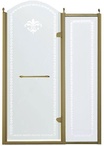 Дверь в нишу 1000хh2118мм, с неподв. сегментом, "Левая" петли (вход 550мм) слева, (стекло прозрачное с матовым узором, 8мм, фурн/бронза), Retro XX