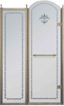 Дверь в нишу 1000хh2118мм, с неподв. сегментом, "Правая" петли (вход 550мм) справа, (стекло матовое с прозрачным узором, 8мм, фурн/бронза), Retro XX
