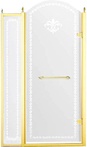 Дверь в нишу 1000хh2118мм, с неподв. сегментом, "Правая" петли (вход 550мм) справа, (стекло прозрачное с матовым узором, 8мм, фурн/золото), Retro XX