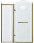 Дверь в нишу 1200хh2118мм, с неподв. сегментом, "Правая" петли (вход 600мм) справа, (стекло прозрачное с матовым узором, 8мм, фурн/бронза), Retro XX