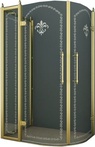 Душевое ограждение пристенное 1200х900хh2020мм, две распашные двери, (стекло прозрачное с матовым узором, фурнит. цв.бронза), Retro XX