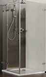 Дверь расп.с неподв.сегм. 1000хh2000мм,вход 665мм,для бок.стенки,петли,неподв.сегм.слева(пр.алюм.хр.эфф, ст. 8мм прозр.ShowerGuard-Klarglas) MK 880 ZZ