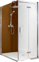 Дверь складная, 900хh2024мм, для боковой стенки, вход 785мм, крепление слева, (профиль алюм.хромэффект, стекло 6мм прозрачное), MK 800 ZZ