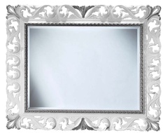 Зеркало 146хh120х7см., в деревянной резной раме, (цв. бел. перламутровый с отделкой сусальное серебро), Gold ZZ