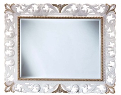 Зеркало 146хh120х7см., в деревянной резной раме, (цв. бел. перламутровый с отделкой сусальное золото), Gold ZZ
