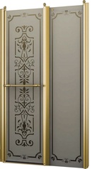 Дверь в нишу 1000хh1950мм, распашная во внутрь и наружу, с неподв.сегм., вход 521мм, правая/левая, (профиль цв. золото, стекло 6мм мат.с прозр.рис ZZ