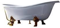 Ванна 1700х800хh720(600)мм, акрил, отдельностоящая, ножки "Львиные лапы", слив-перелив в компл., (цв. золото), Epoca ZZ