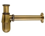 Сифон трубчатый для раковины, под донный клапан G1 1/4*32 с отводной трубой и отражателем, бронза