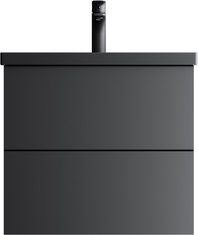 Тумба под раковину Gem, подвесная, 60 см, 2 ящика push-to-open, цвет черный матовый, ZZ
