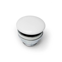Донный клапан для сливного отверстия раковин без перелива и с переливом, нажимная Up & down, G 1 1/4, (крышка керамика цв.белый), Artceram