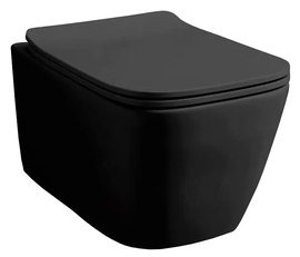 Унитаз подвесной Azario Boca 520х360х345 безободковый с сиденьем микролифт, черный матовый, ZZ