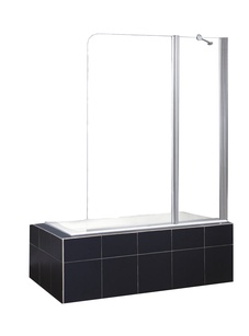 Шторка на ванну, распашная с неподвижным сегментом, 1200хh1400мм, (стекло прозрачное 5мм, профиль цв.хром), Sela ZZ