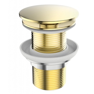 Донный клапан для сливного отверстия раковин без перелива, нажимной Clic-Clac, G 1 1/4, (цв.золото), Belbagno ZZ