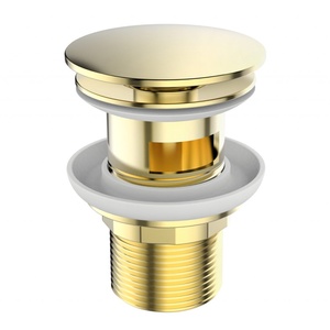 Донный клапан для сливного отверстия раковин с переливом, нажимной Clic-Clac, G 1 1/4, (цв.золото), Belbagno ZZ