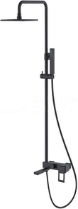Душевой стойка (смеситель, ручной и верхний душ, излив) длина штанги 150 см, цв. черный ZZ