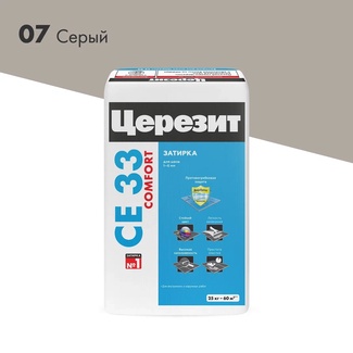 Ceresit CE33/25кг Затирка для швов 1-6 мм внутри и снаружи Серый 07, РФ