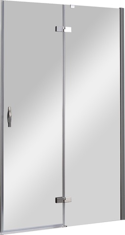 Дверь в нишу 900(880-908)хh1950мм, вход 550мм, с неподв.сегментом, "Правая" петли справа, (стекло прозр. 6мм, фурн/хром), Bergamo ZZ