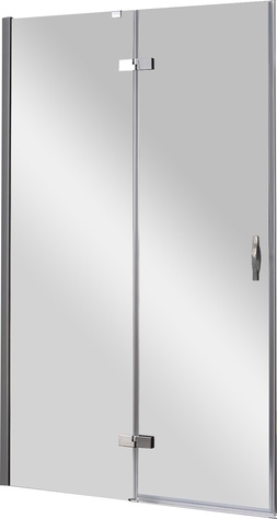 Дверь в нишу 900(880-908)хh1950мм, вход 550мм, с неподв.сегментом, "Левая" петли справа, (стекло прозр. 6мм, фурн/хром), Bergamo ZZ