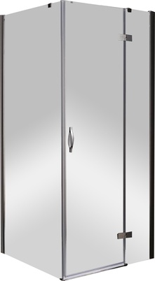 Душевой уголок 1000х1000хh1950мм, квадрат, "Правый", распашная дверь слева, с неподвижн.стенкой, (стекло прозрачное 6мм, фурнит. цв.хром), Bergamo ZZ