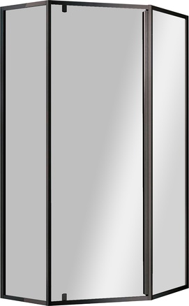 Душевой уголок 900х900хh1900мм, пятиугольн., дверь с 2 неподв. сегментами, вход 585мм, (стекло прозрачн.6мм, фурн.цв.черный матовый), Eco ZZ