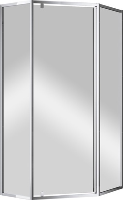 Душевой уголок 900х900хh1900мм, пятиугольн., дверь с 2 неподв. сегментами, вход 585мм, (стекло прозрачное 6мм, фурн.цв.хром), Eco ZZ