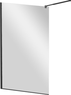 Штора на ванну 900xh1550мм, стационарная, (стекло прозр. 8мм, фурн/цв.черный матовый), Liberta ZZ
