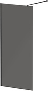 Душевая перегородка 800хh1950мм, правая/левая, (стекло графит 8мм, поперечный кронштейн 700-1050мм, фурнит. цв.черный), Liberta ZZ