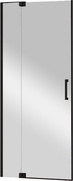 Дверь распашная с неподвижным сегментом, 900(900-1000)хh950мм, вход 575-675мм, в нишу, (правая/левая), (проф.черный мат, стекло 8мм прозр), Slider ZZ