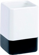 Стакан FixenText FX-230-3, монтаж настольный, керамика, цв. белый/черный ZZ