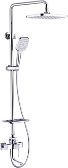 Душевая стойка для ванны и душа Lemark Evitta LM0562C, регулируемая высота штанги, ручной + верхний душ, смеситель с изливом, полочка-мыльн., ZZ
