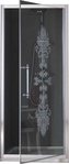 Дверь для душа, в нишу или для боковой стенки, 90(86-92)хh200см, правая/левая, (стекло матовое с прозр. декором, профиль цв.хром), Villa Borchese ZZ