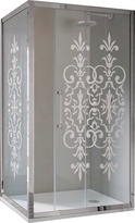 Стенка боковая для душевой двери, 87-90хh200см, правая/левая, (проф цв.бронза,ст.6мм прозр.с рис.N8 StarClean), Villa Borchese ZZ