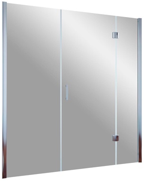 Дверь в нишу AFP-F 170x190 см, одностворчатая распашная, правая, с двумя неподвижными элементами, профиль матовый хром, стекло сатин ZZ