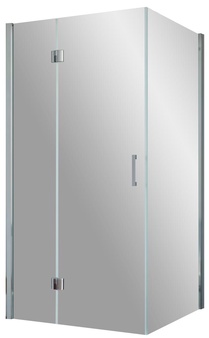 Душевое ограждение AFP-Fis, 100x110x1900 мм ( неподвижная стенка -100 см.,дверь - 110 см. ), левое, профиль хром глянцевый, стекло прозрачное ZZ