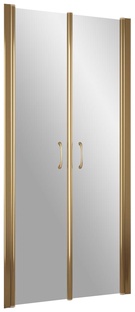 Душевая дверь 90*190 двустворчатая , распашные створки, профиль бронза, стекло прозрачное  ZZ
