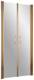Душевая дверь 90*190 двустворчатая , распашные створки, профиль бронза, стекло "Фея" ZZ