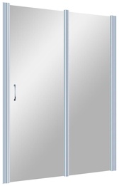 Дверь в нишу EP-F-1, 155*190 см, правая, распашная с неподвижным элементом, профиль хром матовый, стекло прозрачное ZZ